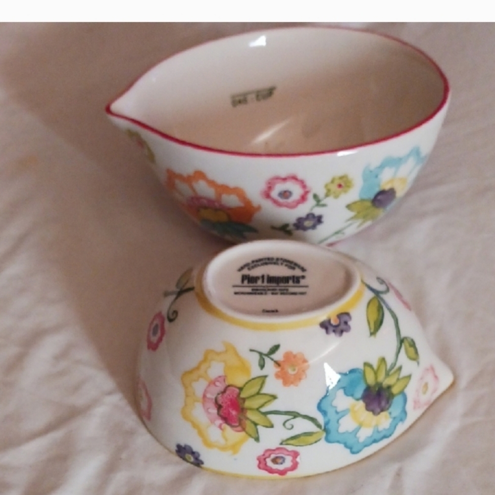 Pier 1 Multicolor Floral 2# Measuring Bowls